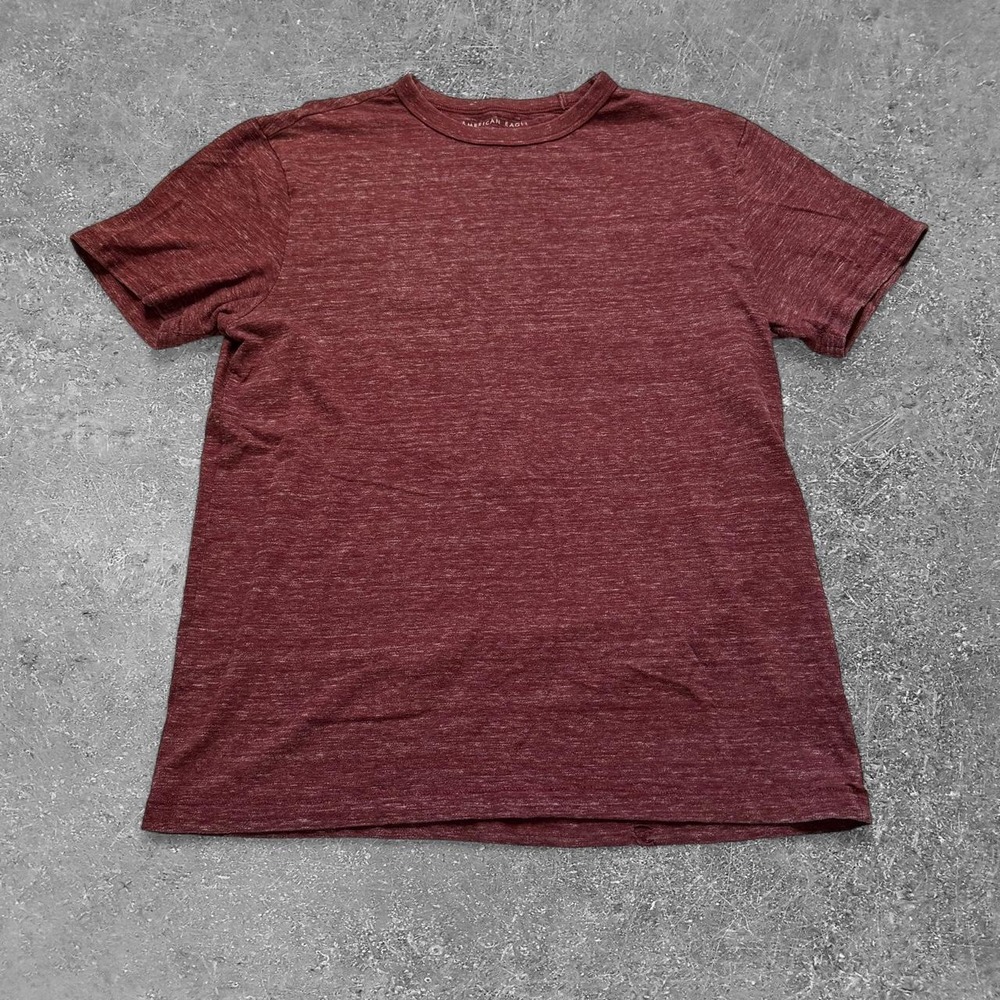 American Eagle Mens Super Soft Standard Fit T-Shirt Burgundy Heathered Small